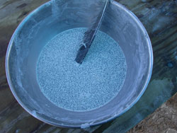 Sturgeon eggs in fine clay solution